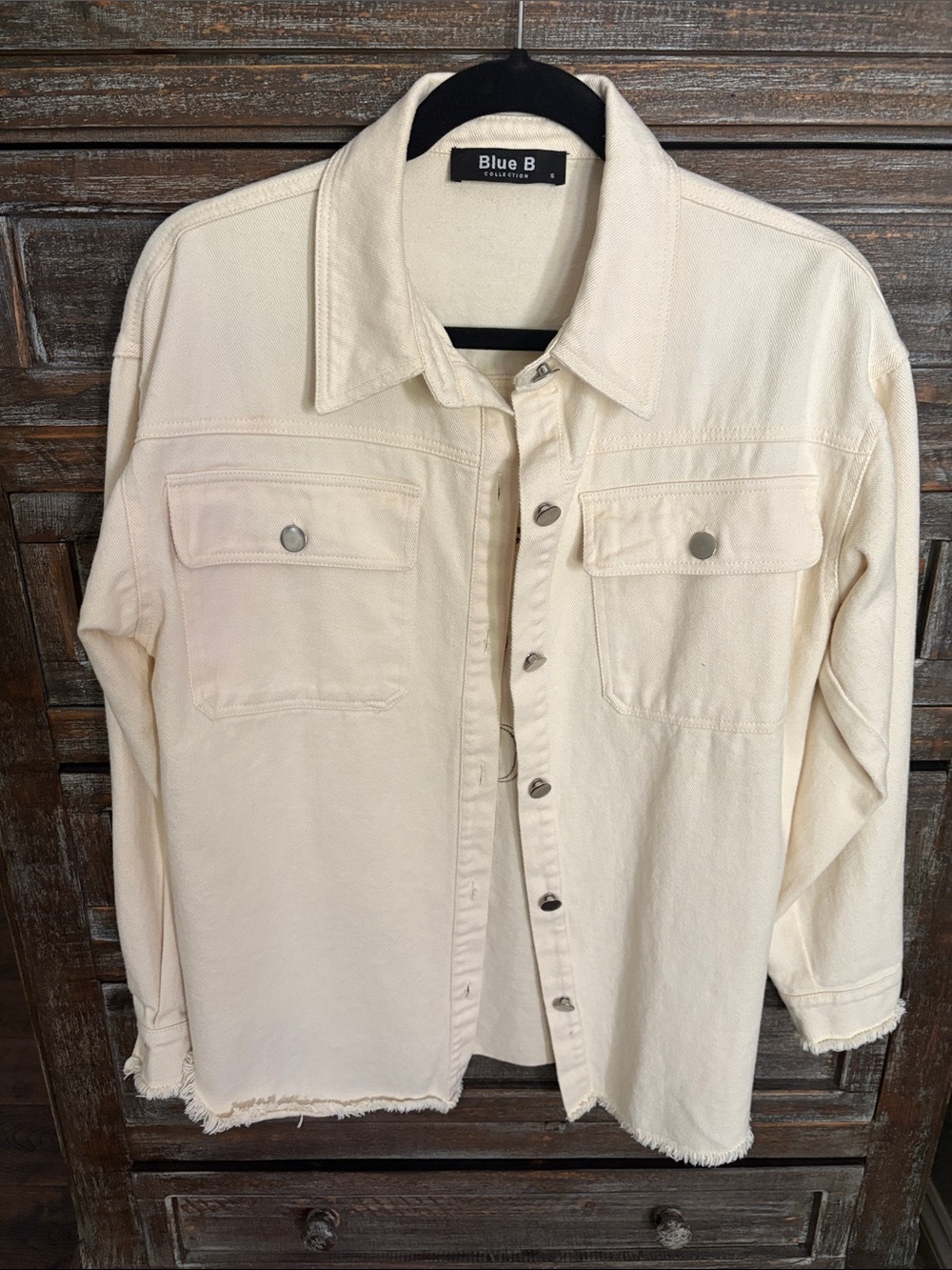 Blue B Cream Button-Front Denim Jacket